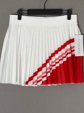 NWT Athleta Match Point Pleated Colorblock Skort M White Red Tennis Pickleball